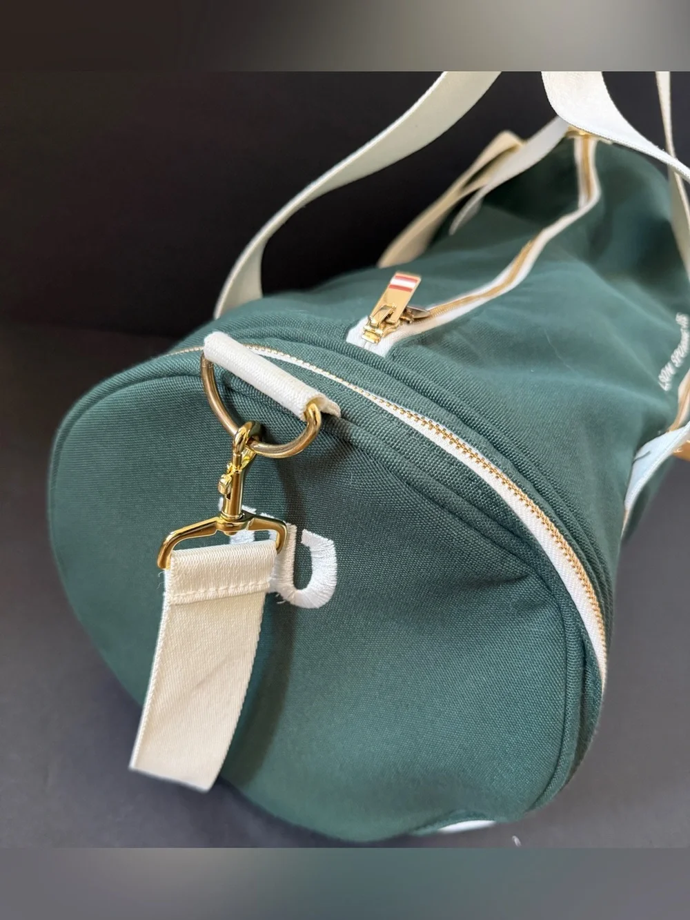 Wilson Green Canvas Duffel Bag with White Straps